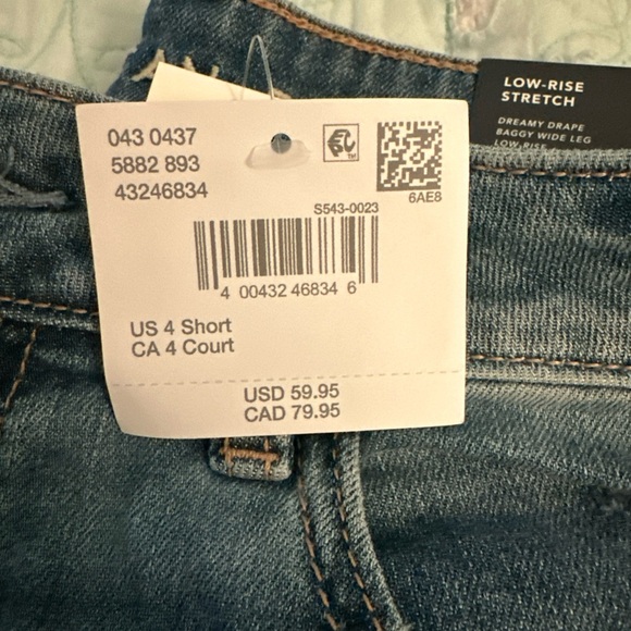 American Eagle Outfitters Low-Rise Dreamy Drape Baggy Wide Leg Size US 4 Short - Picture 3 of 6